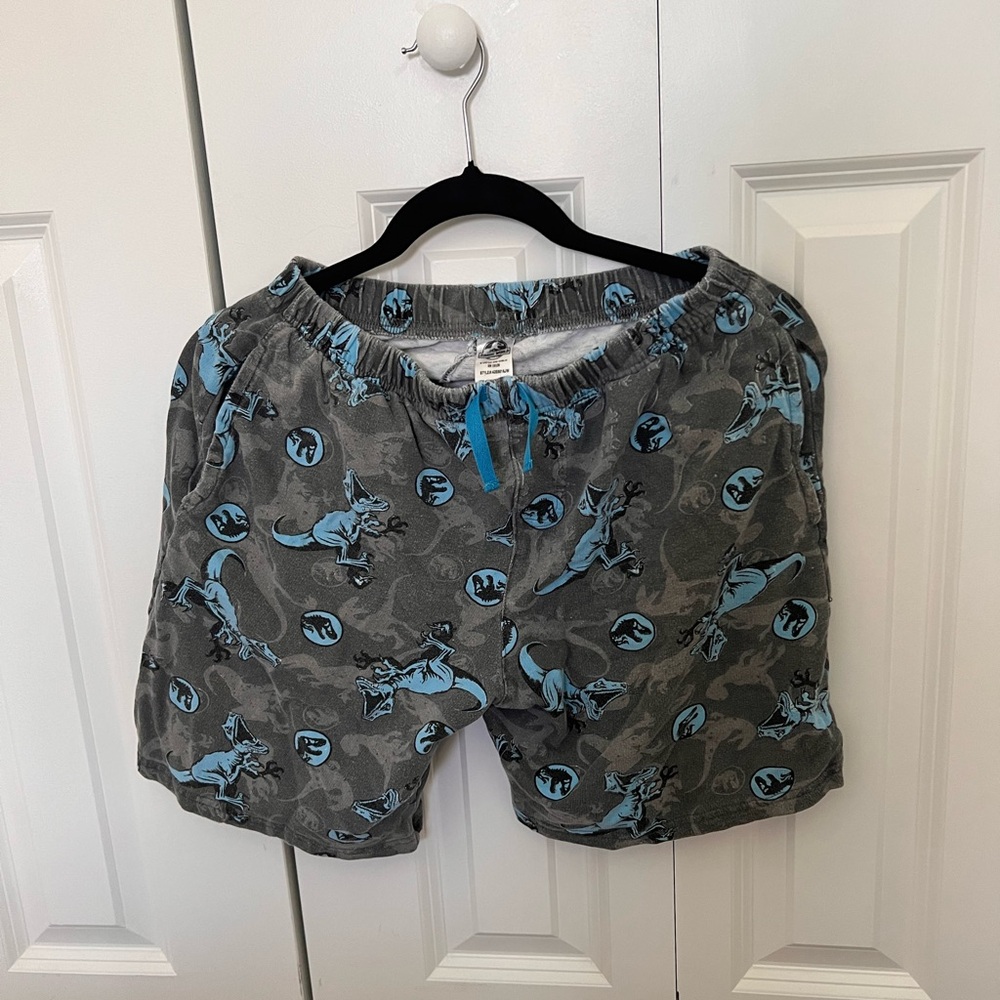 Jurassic World Gray and Blue French Terry Shorts Dinosaur (Velociraptor) Shorts